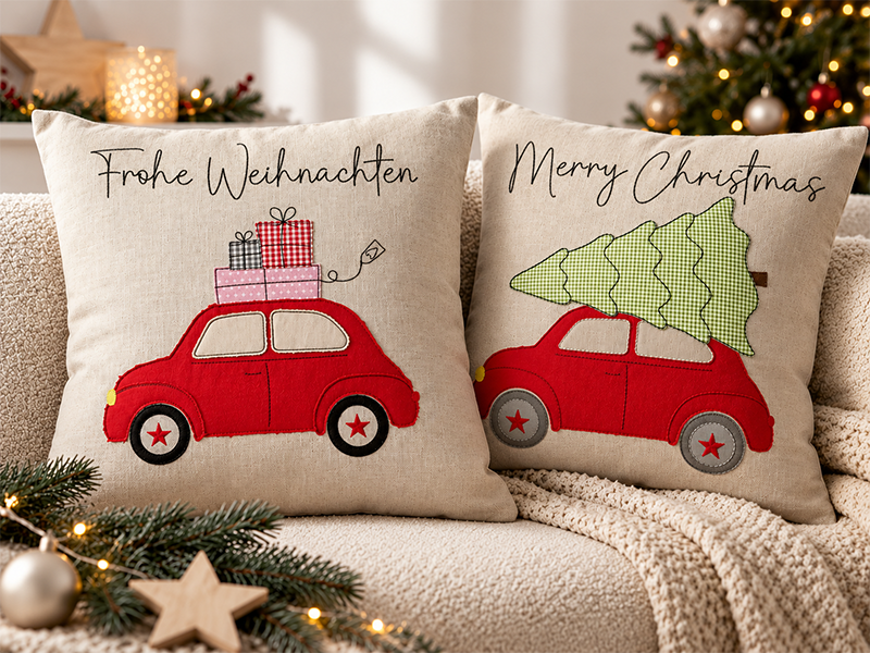 Retro Auto Weihnachts Set - doodle Stickdatei